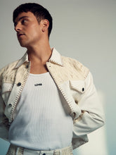 Reiss | | Tom Daley Crochet Denim Jacket in Off White