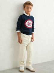 Reiss | 9-13 yrs Cotton Motor Cars Logo Jumper in Navy