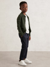 Reiss | 3-9 yrs Wool V-Stitch Button-Through Cardigan in Forest Green