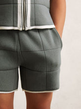 Reiss | Tipped Knit Stitch-Detail Shorts in Dark Sage Green