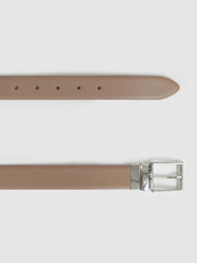 Reiss | Reversible Leather Belt in Dark Stone/Navy