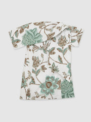 Reiss | Sculpted Off-Shoulder Floral Mini Dress Linen-Cotton in Ivory