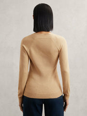 Reiss | Wool-Blend Asymmetric Knit Top in Camel