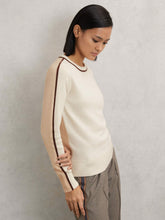 Reiss | Wool-Blend Colour-Block Jumper With Cashmere in Cream/Neutral