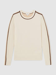 Reiss | Wool-Blend Colour-Block Jumper With Cashmere in Cream/Neutral