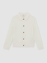 Reiss | 13-14 yrs Wool V-Stitch Button-Through Cardigan in Off White
