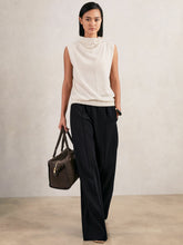 Reiss | Wide Leg Elasticated Waist Trousers in Navy