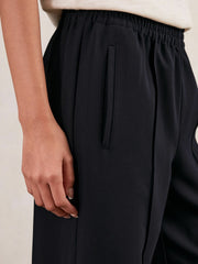 Reiss | Petite Wide Leg Elasticated Waist Trousers in Navy