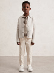 Reiss | 3-9 yrs Button-Through Knitted Cardigan in Oatmeal Melange