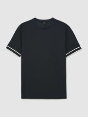 Reiss | Textured Crew-Neck Tipped T-Shirt in Navy Blue