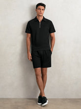 Reiss | Textured Drawstring Shorts in Black