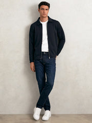 Reiss | Textured Zip Through Overshirt in Navy