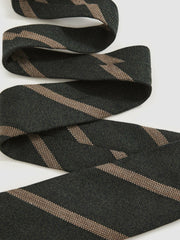 Reiss | Wool-Silk Striped Tie in Forest Green