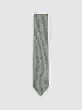 Reiss | Silk Geometric-Chain Print Tie in Sage