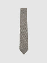 Reiss | Silk Geometric-Print Tie in Chocolate Brown Multi