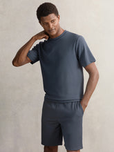 Reiss | Textured Crew-Neck T-Shirt in Airforce Blue