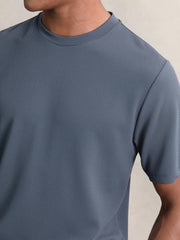 Reiss | Textured Crew-Neck T-Shirt in Airforce Blue