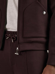Reiss | Interlock Zip Through Overshirt in Cherry Red