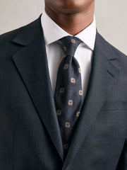 Reiss | Silk-Wool Square-Medallion Tie in Navy