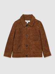 Reiss | 13-14 yrs Suede Worker Jacket in Tobacco Brown