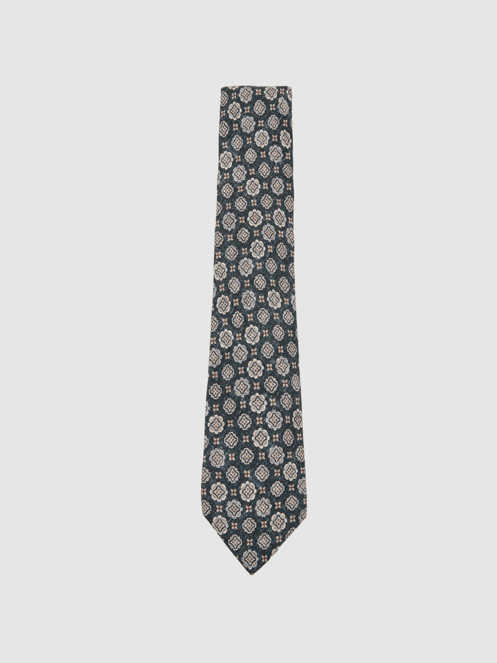 Reiss | Silk Medallion Print Tie in Indigo Melange