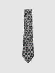 Reiss | Silk Medallion Print Tie in Indigo Melange