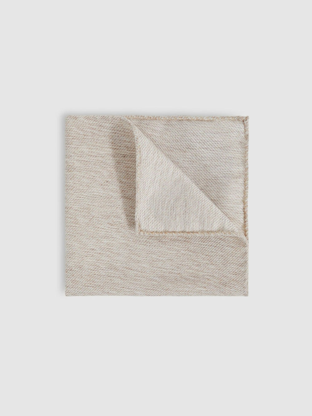 Reiss | Wool Silk Textured Pocket Square in Oatmeal