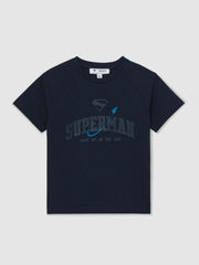 Reiss | 9-13 yrs Superman Raglan Logo T-Shirt in Navy Blue