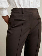 Reiss | Petite Pintuck Tapered Trousers in Chocolate Brown