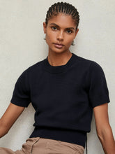Reiss | Cotton And Wool Crew-Neck Top in Navy