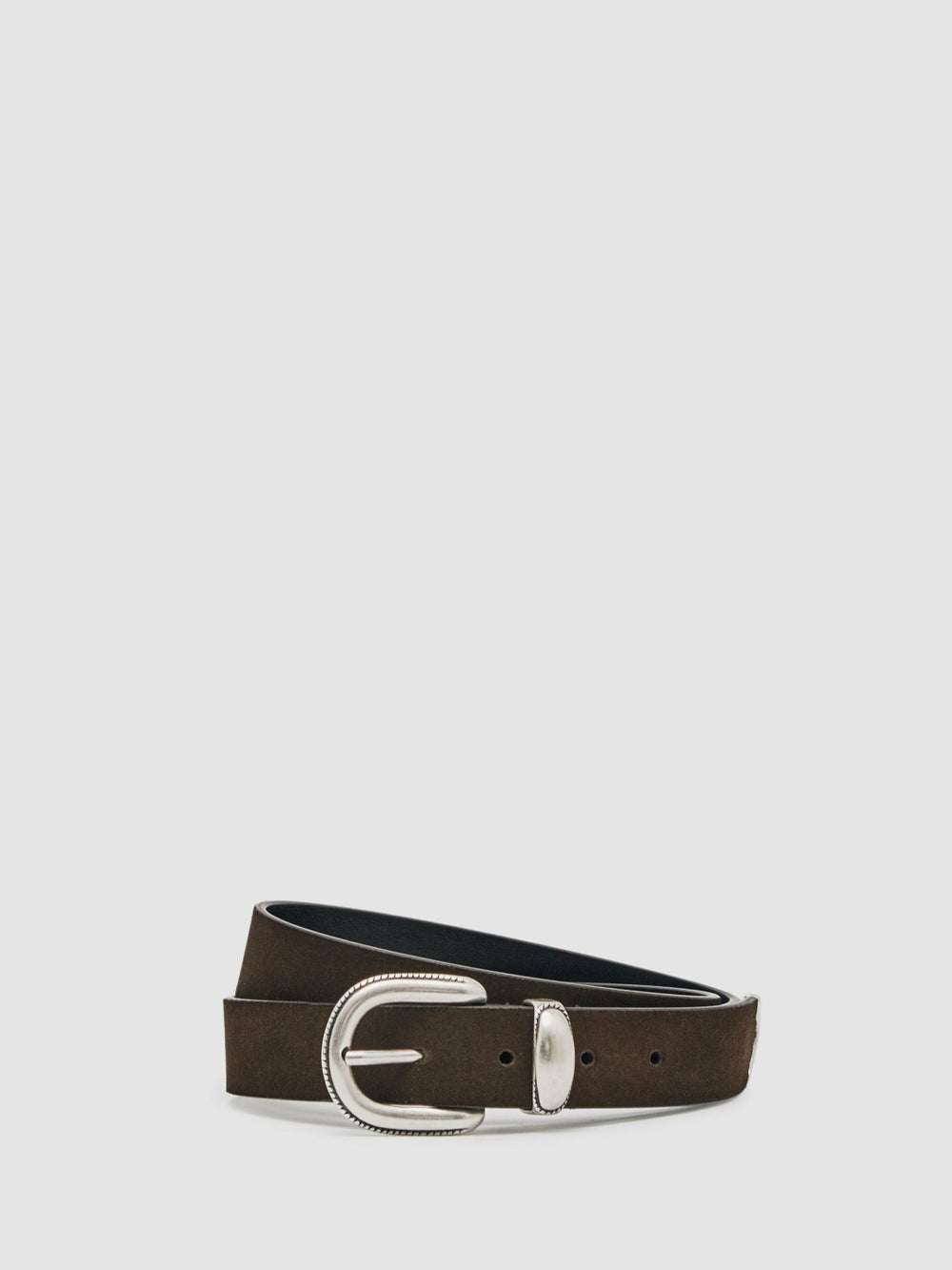 Reiss | Suede Western-Style Belt in Dark Brown