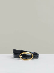 Reiss | Patent Leather Oval Buckle Belt in Navy