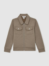 Reiss | 13-14 yrs Interlock Zip-Through Overshirt in Taupe Brown