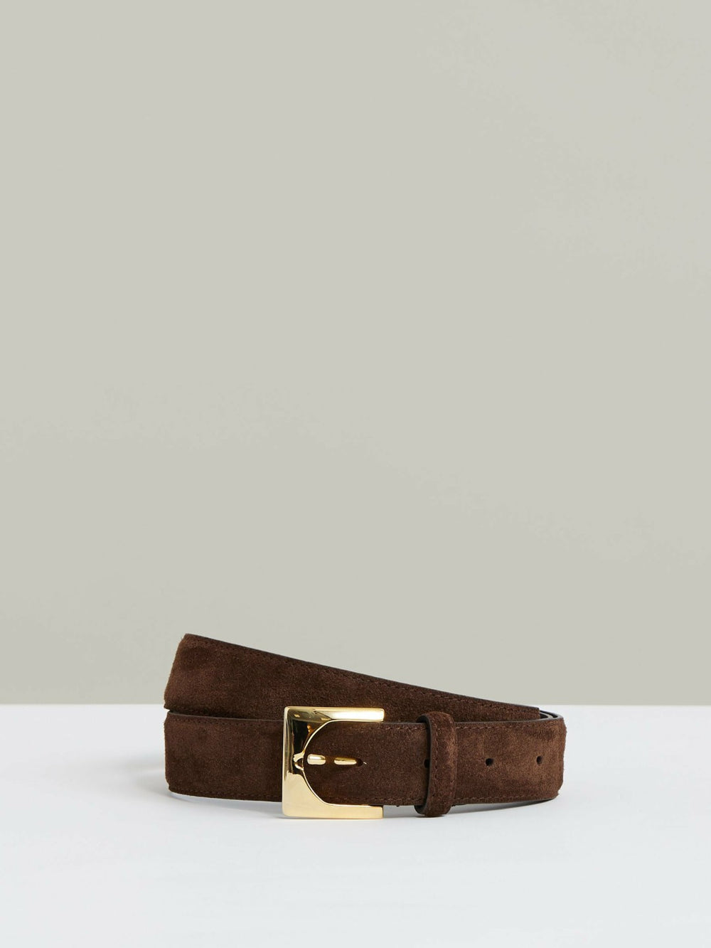 Reiss | Suede Square Buckle Belt in Chocolate
