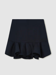 Reiss | Ruffle-Hem Mini Skirt in Navy