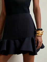 Reiss | Ruffle-Hem Mini Skirt in Navy
