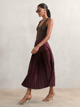 Reiss | Pleated Midi Skirt in Burgundy