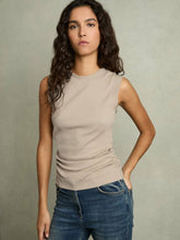 Reiss | Ribbed Ruched Waist Vest in Camel