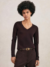 Reiss | Jersey V-Neck Top in Plum