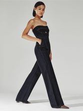 Reiss | Strapless Wide Leg Denim Jumpsuit in Indigo Blue