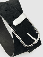 Reiss | Suede Half-Keeper Belt in Black