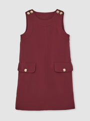 Reiss | 9-13 yrs Button-Detail Sleeveless Shift Dress in Berry