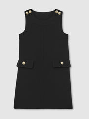 Reiss | 13-14 yrs Button-Detail Sleeveless Shift Dress in Black