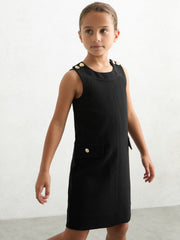 Reiss | 13-14 yrs Button-Detail Sleeveless Shift Dress in Black