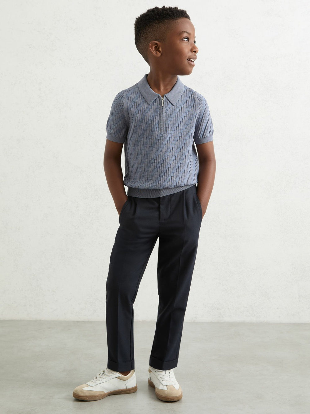 Reiss | 3-9 yrs Relaxed-Fit Pleated Tapered Trousers in Navy