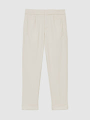 Reiss | 9-13 yrs Relaxed-Fit Pleated Tapered Trousers in Off White