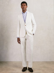 Reiss | Slim Fit Lyocell Linen Suit Trousers in White
