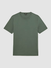 Reiss | Airwater-Cotton Crew-Neck T-Shirt in Kale Green