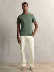 Reiss | Airwater-Cotton Crew-Neck T-Shirt in Kale Green