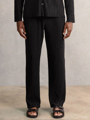 Reiss | Plissé Wide Leg Trousers in Black